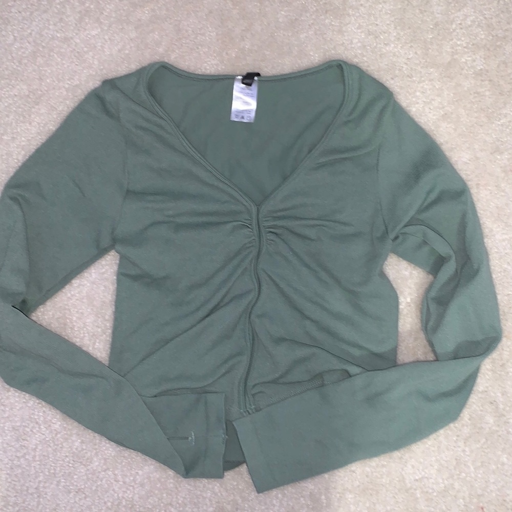 Sage green long sleeve top